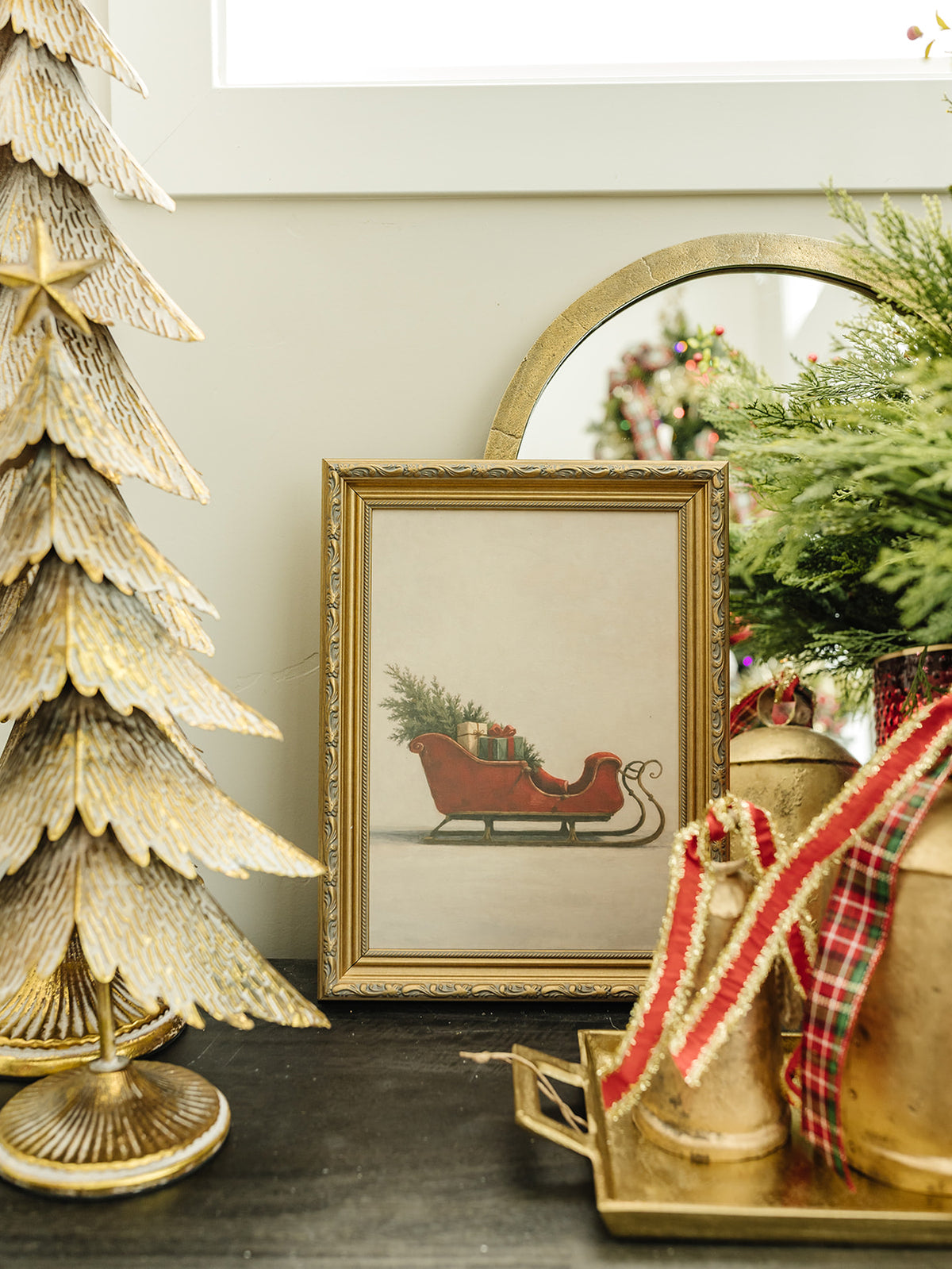Red Sleigh Framed Art - 3 Sizes