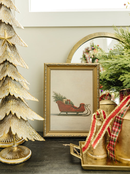 Red Sleigh Framed Art - 3 Sizes