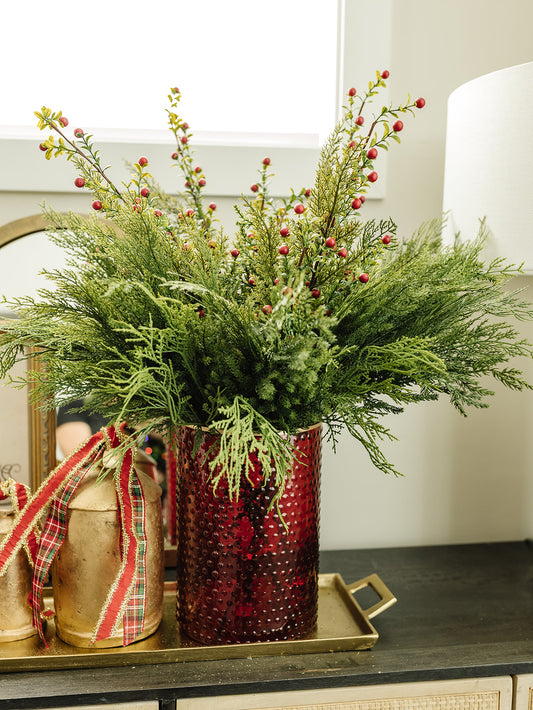 Large Red Dot Embossed with Gold Rim Vase - 3 Sizes
