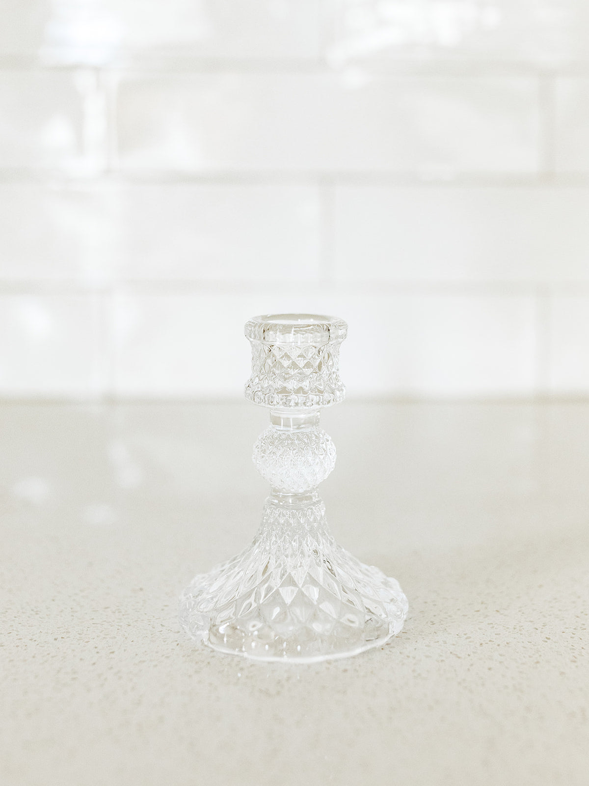Pressed Glass Taper Holder - 4" - 3 Styles