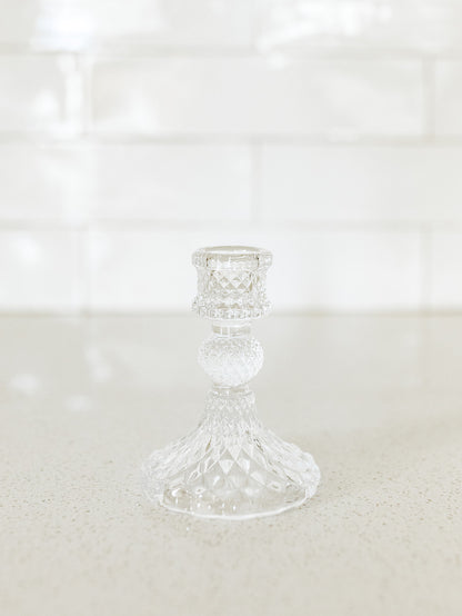 Pressed Glass Taper Holder - 4" - 3 Styles