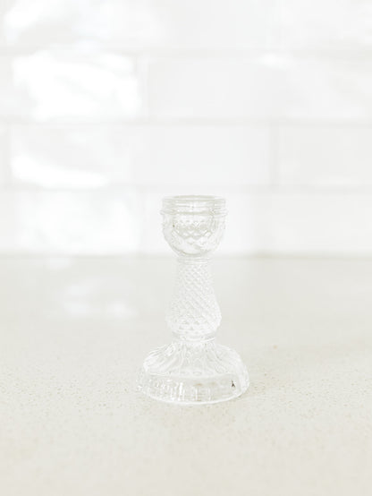 Pressed Glass Taper Holder - 4" - 3 Styles