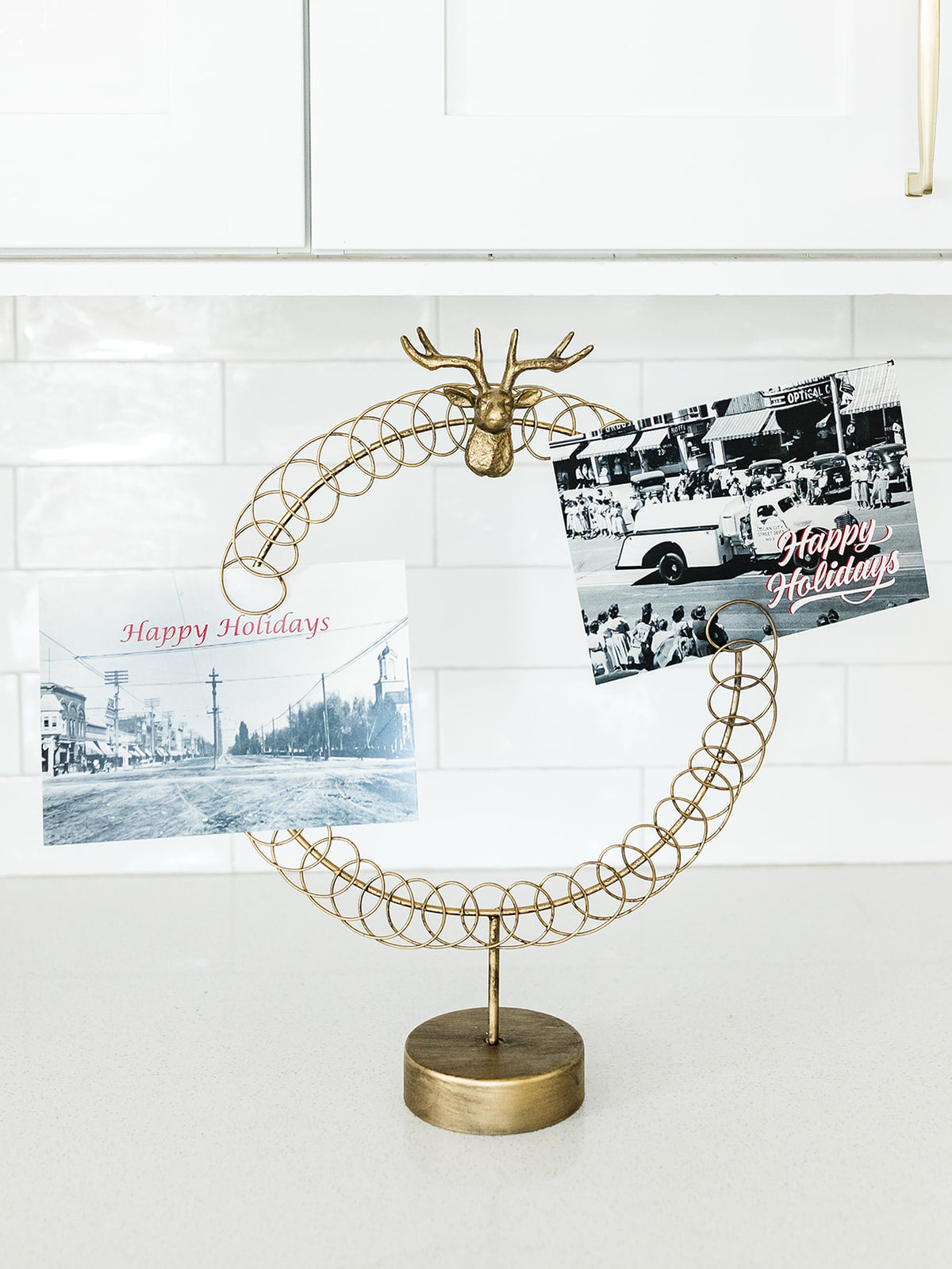 Round Wire Christmas Card Holder - 13"X17"