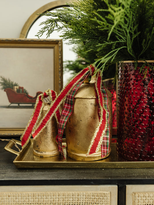 Large Antique Gold Christmas Bell