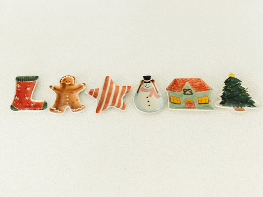 Hand-Painted Stoneware Holiday Shaped Dish - 6 Styles