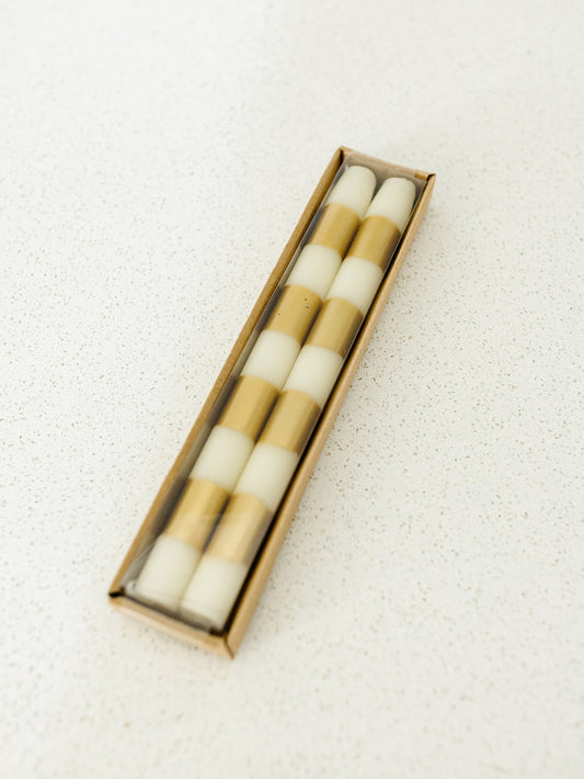 White & Gold Candles - Set of 2