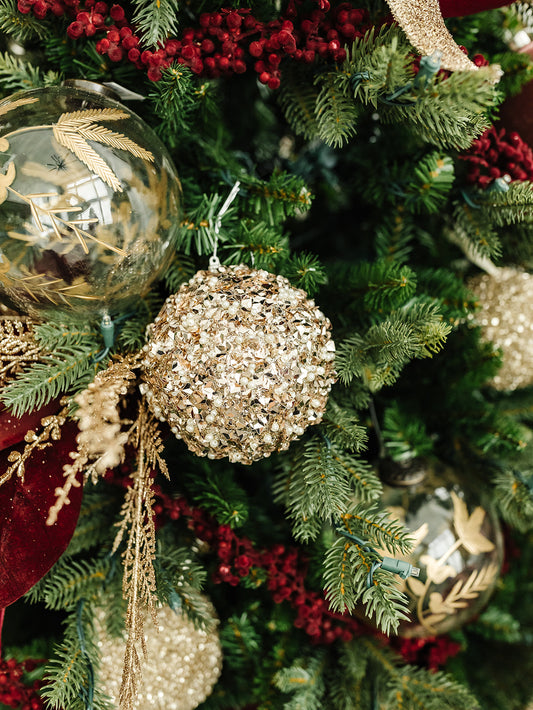 Champagne Sequins and Bead Ornament - 5"