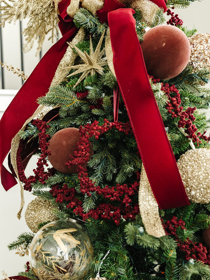 Burgundy Flocked Wreath Ornament - 8"
