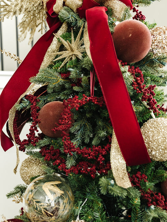 Burgundy Flocked Wreath Ornament - 8"