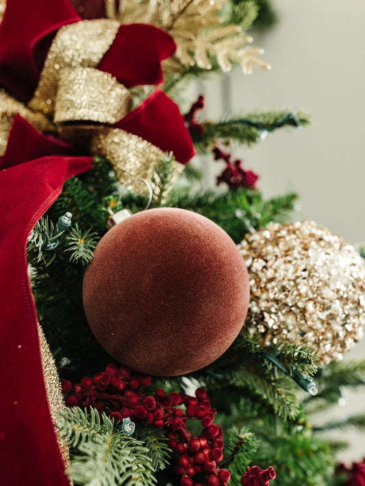 Deep Red Flocked Ornament - 4.75"
