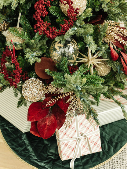 Burgundy Flocked Wreath Ornament - 8"