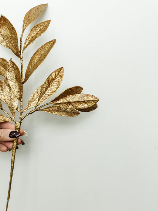 Gold Bay Leaf Spray - 17"