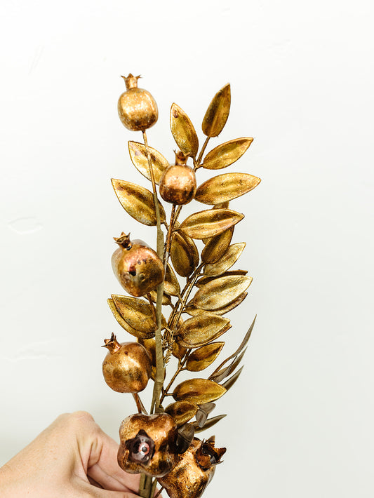 Gold Leaf and Pomegranate Stem - 26"