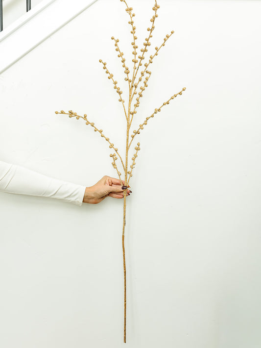 Gold Beaded Berry Spray - 47"