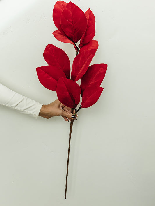 Red Velvet Magnolia Leaf Spray - 33"