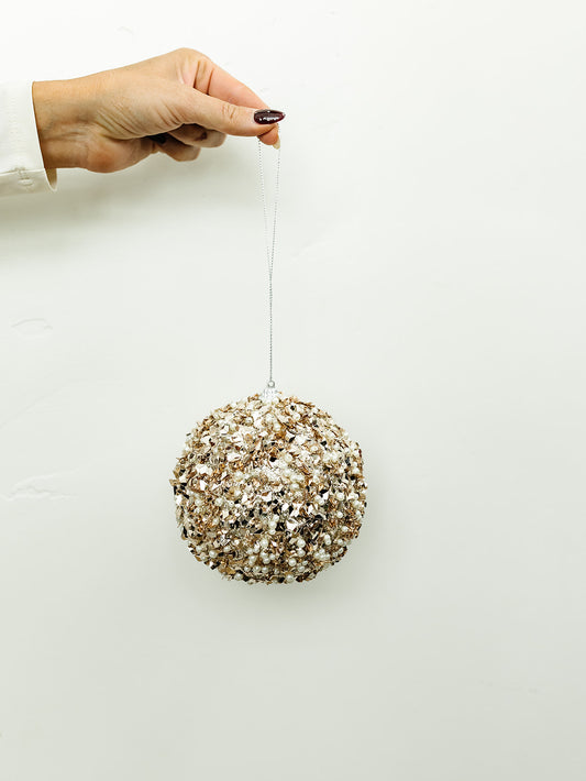 Champagne Sequins and Bead Ornament - 5"