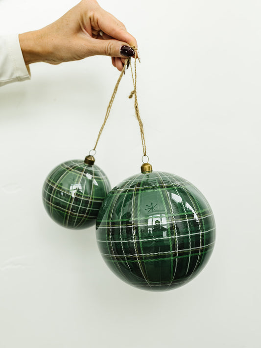 Two Tone Green Plaid Ornament - 2 Sizes