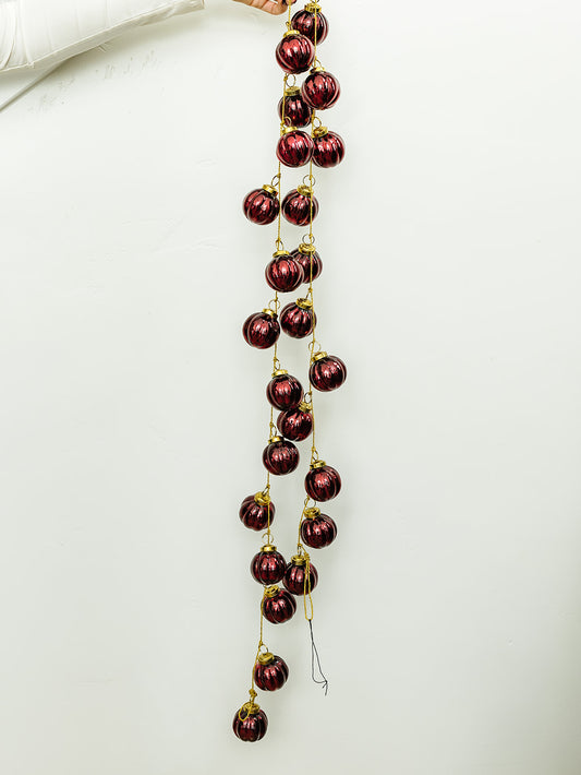 Dark Red Mercury Ornament Garland - 2"x 72"