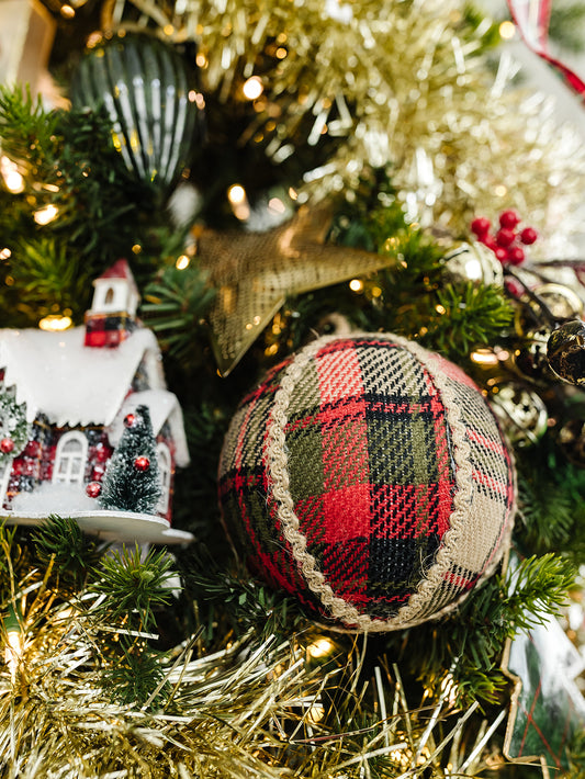 Red Green and Black Plaid Ornament - 2 Sizes