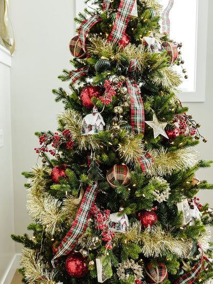 Green Plaid Tree Ornament - 4.25"