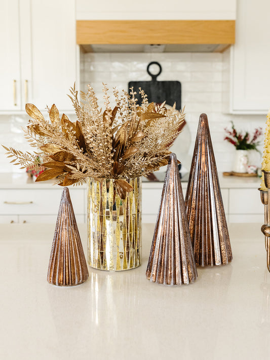 Frosted Copper Ribbed LED Tree w/Timers - 3 Sizes