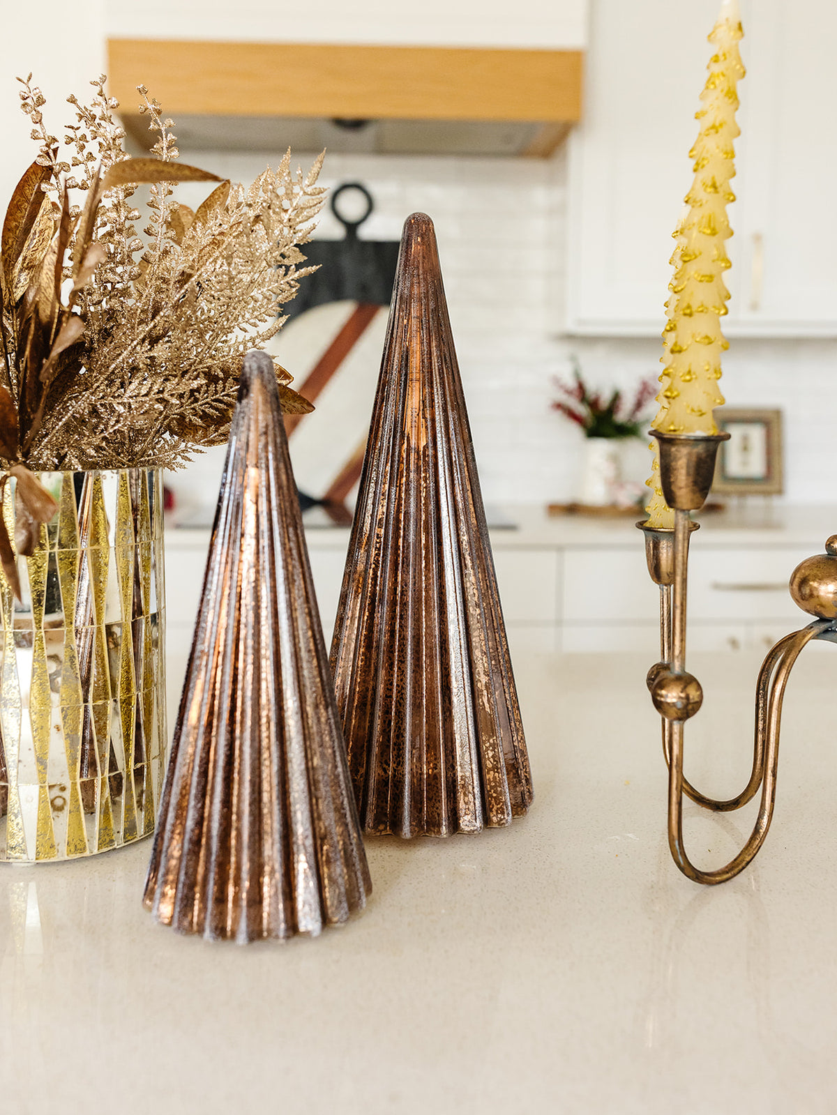 Frosted Copper Ribbed LED Tree w/Timers - 3 Sizes
