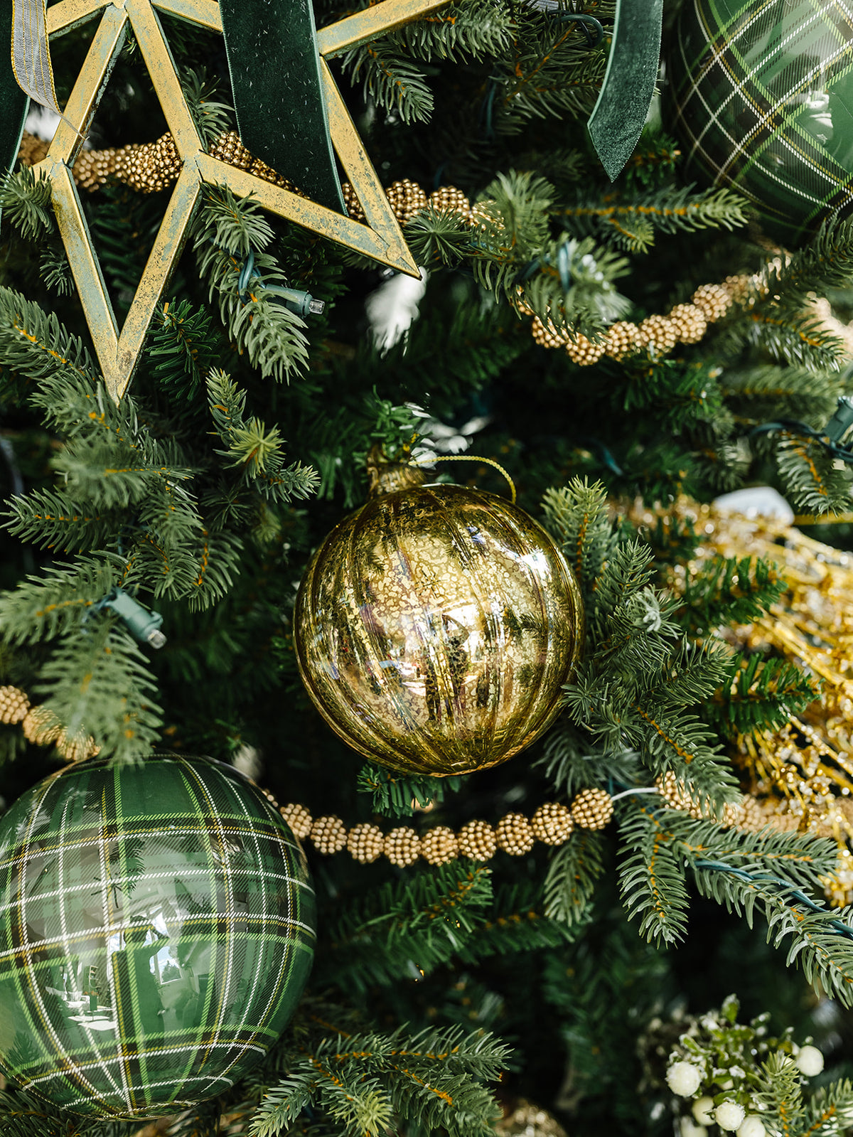 Gold Ribbed Mercury Ornament - 2 Sizes (local pick up only on this item)