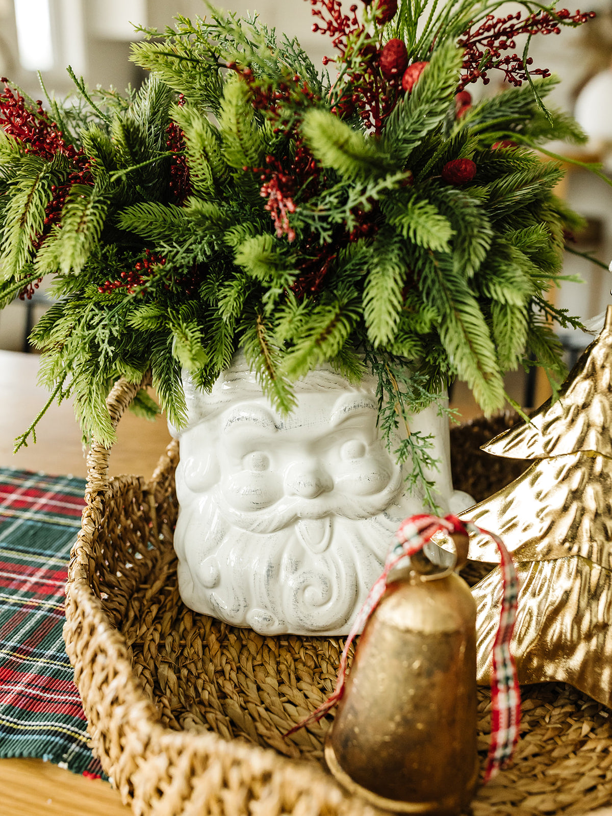 Cream Santa Vase - 8"