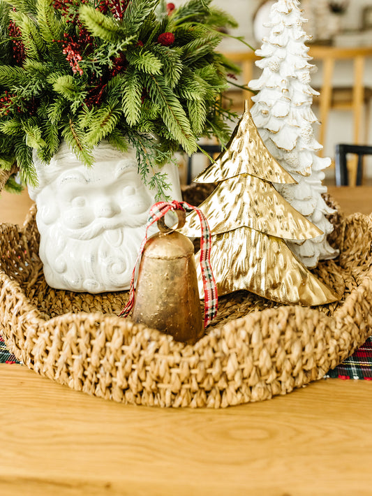 Bankuan and Rattan Scalloped Tray Basket - 3 Sizes