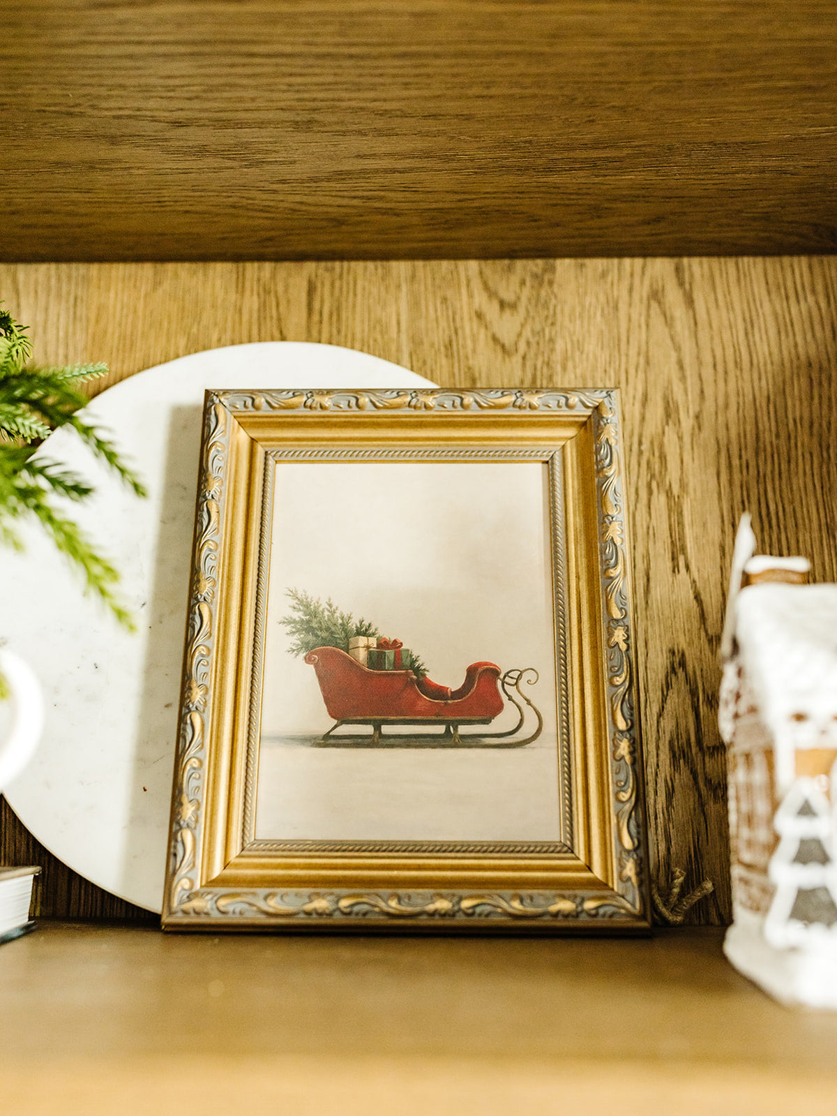 Red Sleigh Framed Art - 3 Sizes