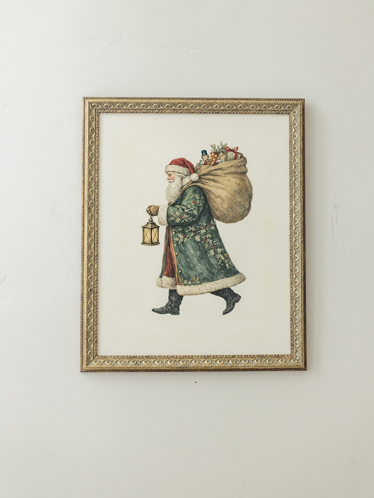 Santa with Lantern Framed Art - 3 Sizes
