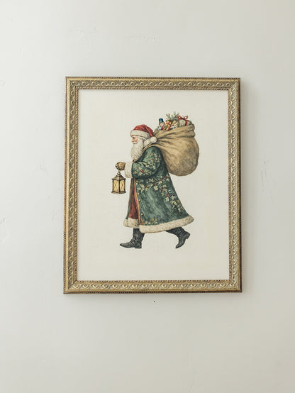 Santa with Lantern Framed Art - 3 Sizes