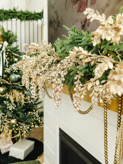 Platinum Glitter Hanging Berry - 31"