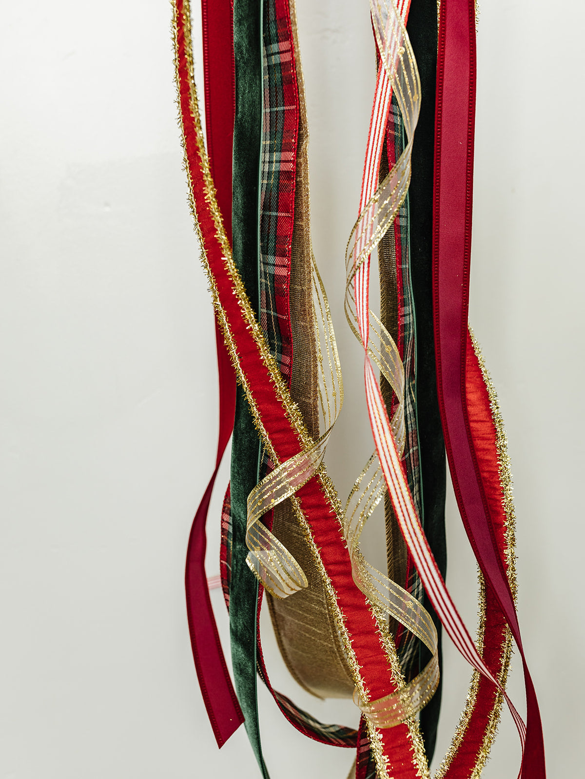 Red/Green Plaid Christmas Ribbon Bundle - 7 Ribbons- 33"