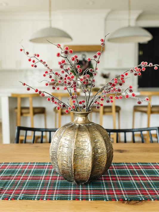 Gold Ribbed Metal Vase - 11"