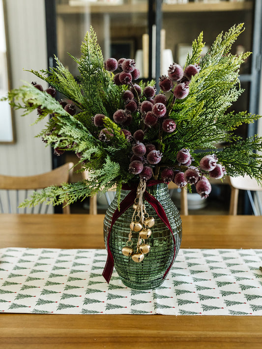Green Grid Pressed Glass Vase - 2 Sizes