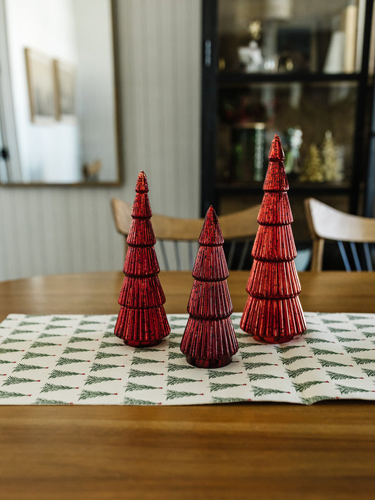 Red Ribbed Mercury LED Tree with Timer - 3 Sizes (local pick up only on this item)