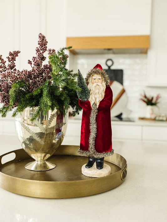 Traditional Red Velvet Santa - 17"