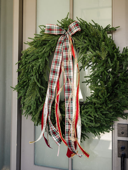 Christmas Plaid Bow Ribbon Bundle - 7 Ribbons - 33"