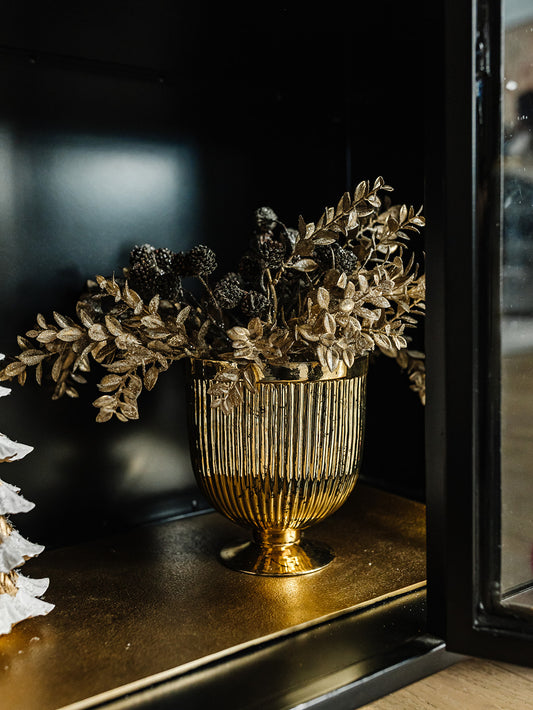 Gold Mercury Glass Footed Vase - 7.5"