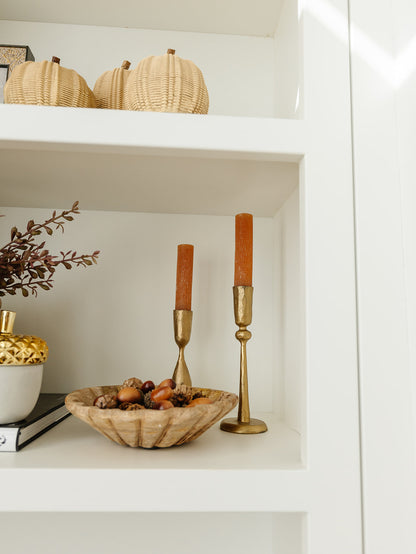Orange Pleated Taper Candle - 2 Sizes