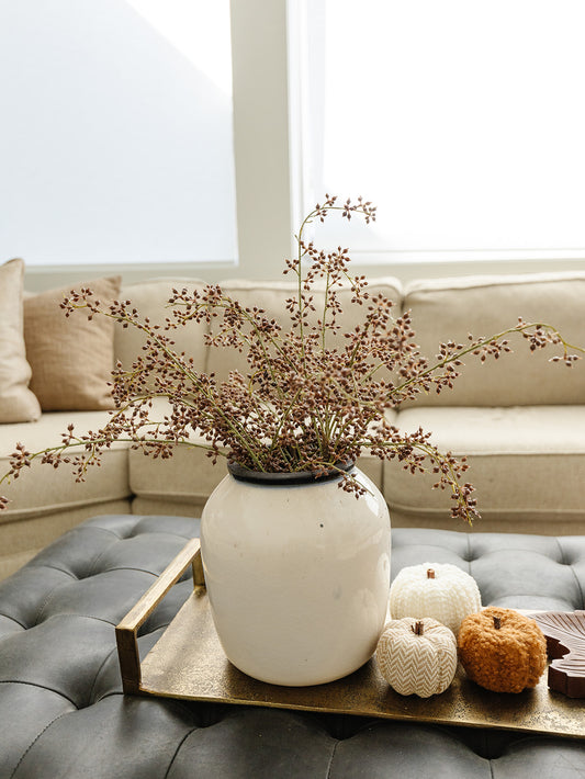 White Crackled Black Rimmed Vase - 3 Sizes