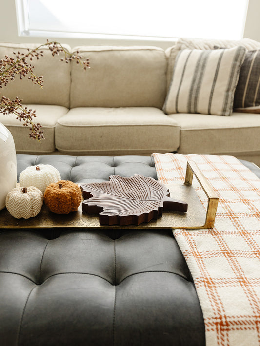 Carved Wood Leaf Tray
