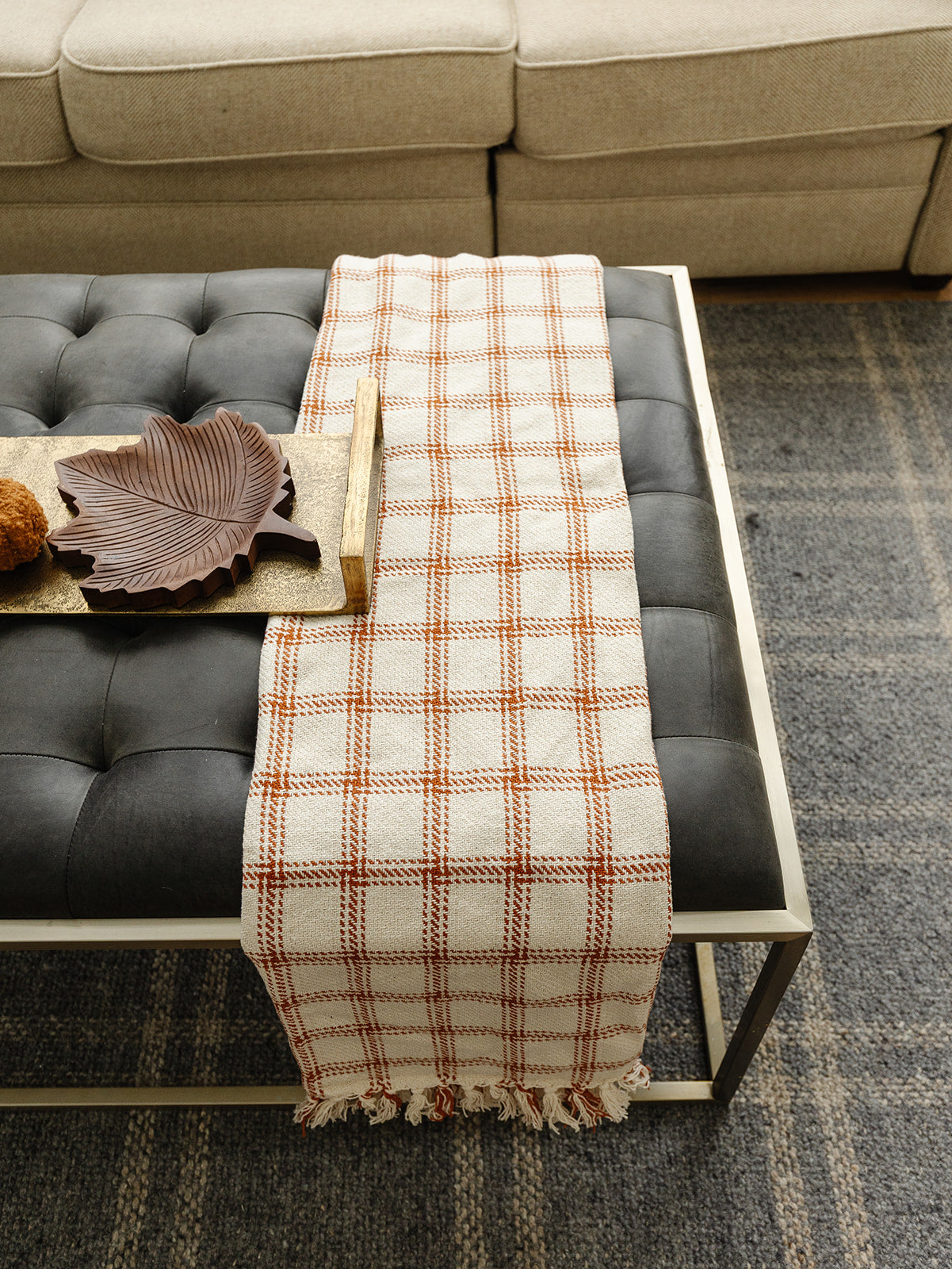 Burnt Orange Plaid Throw