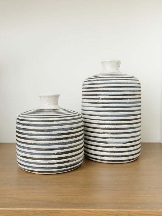 Fluted Neck Striped Vase - 3 Sizes