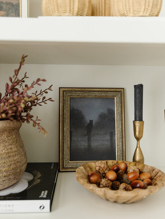 Spooky Black Cat Framed Art - 8"x10"