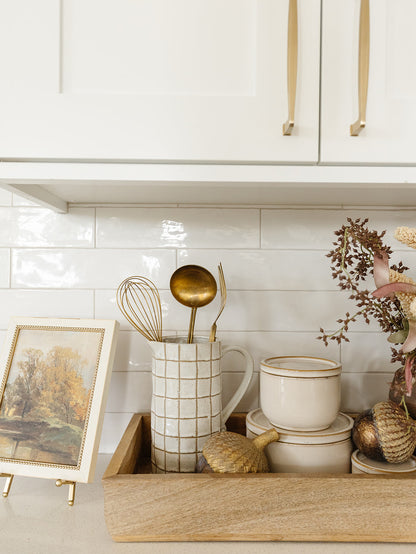 Cream Grid Pitcher