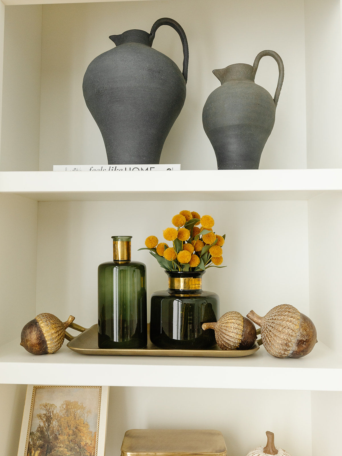 Green Glass Vase with Gold Metal - 3 Sizes