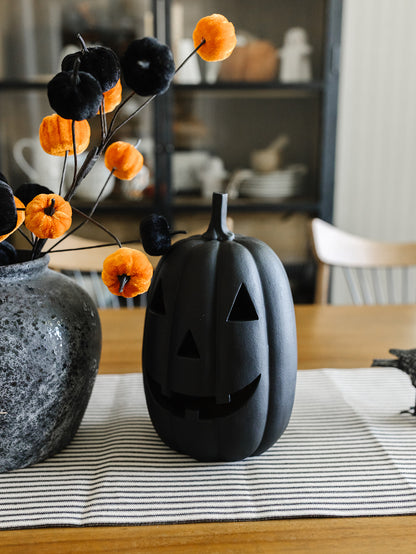 Black Ticking Halloween Table Runner
