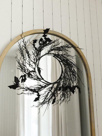 Black Glitter Twig & Bat Wreath - 2 Sizes